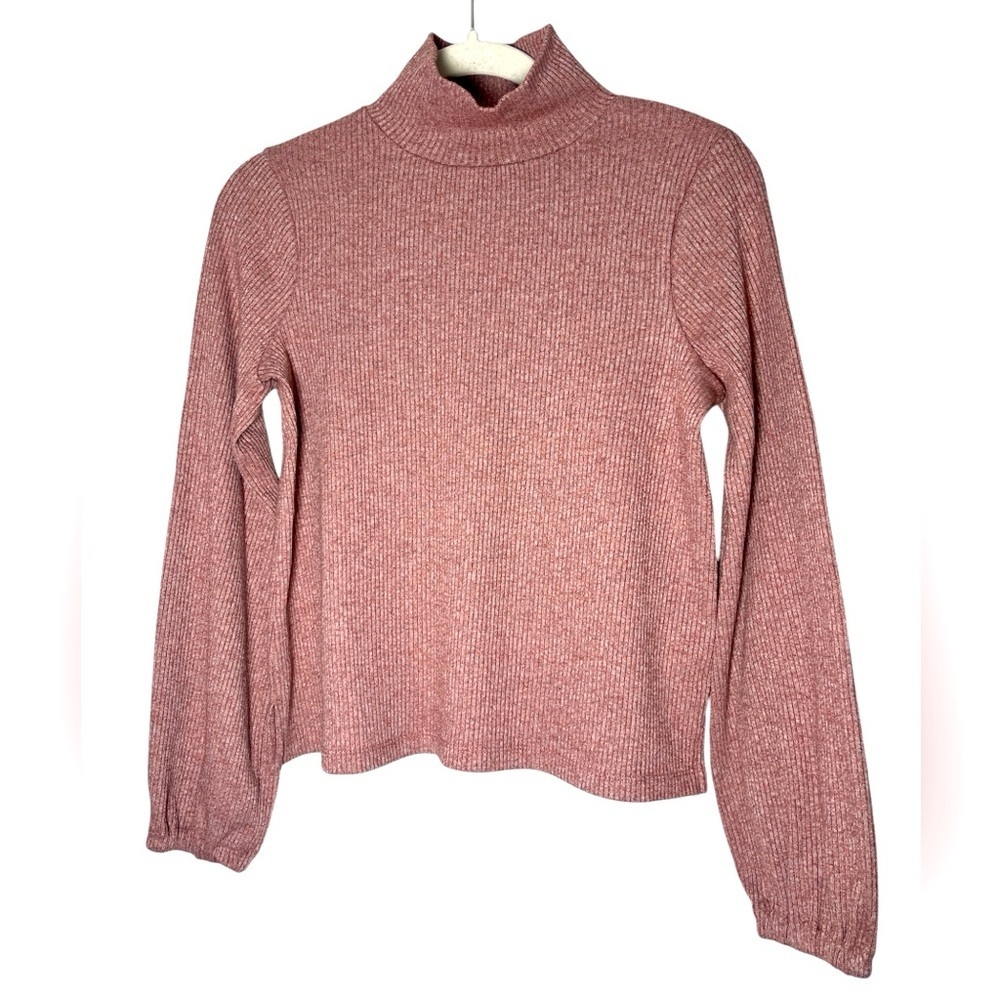 Madewell Rose Pink Ribbed Turtleneck Sweater